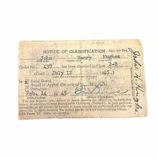 Vintage 1945 Notice of Classification Selective Service Card Scranton PA WW2 Era picture