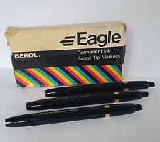 Vtg 3ct Eagle Magic Marker Pens Black Permanent Ink #8835 Retro Prop Desk Accent picture