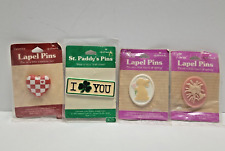 Vtg Lot of 4 Hallmark Lapel Pins Easter Fancies St Paddys & Valentine 80's NOS picture