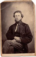 ANTIQUE CDV CIRCA 1860s C.P. ROOD HANDSOME BEARDED MAN IN SUIT LAFARGEVILLE NY picture
