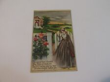 Antique Greeting Postcard Woman in Victorian Dress picture