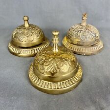 Antique Brass Victorian Hotel Bells Lot of 3 picture
