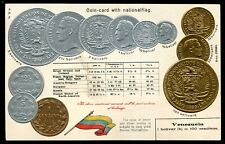 VENEZUELA Postcard 1910s Embossed Gilded Coins Flag picture