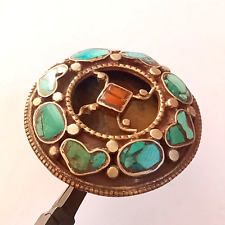 ANCIENT VICTORIAN STERLING SILVER  RING BEAUTIFUL WITH NATURAL TURQUOISE STONE picture