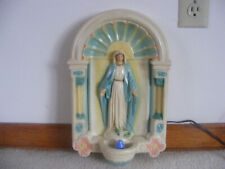 Vintage Chalkware Religious Virgin Mary Wall Statue Nightlight Catholic It Works picture