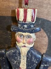 Vintage Kurt Adler Ornament Glittered Patriotic Uncle Sam Jointed Star Bells picture