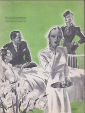 1940 Print Ad  Illustration Walter Klett  Nurse Patient Man Woman Hospital Room picture