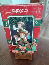 1992 Enesco Vintage Christmas Tree Ornament Mouse on Top of Radio Garland picture