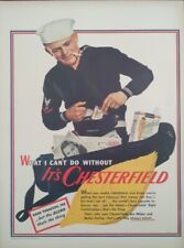 1942 vintage Chesterfield cigarette print ad WW2 Navy sailor picture