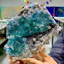 1.95LB Natural transparent BLUE greencubic fluorite mineral crystal sample/China picture