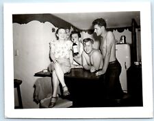 1949 Drunk Shirtless Handsome Men Smoking Woman Bar Seagrams 7 Party VTG Photo  picture