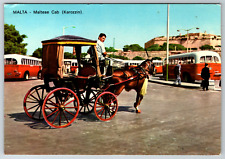 c1980s Malta Cab Karozzin Horse and Buggy Continental Postcard picture