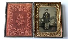1/4 PLATE TINTYPE, UNION SOLDIER STUDIO PORTRAIT IN FULL LEATHER CASE picture