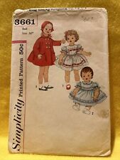 VINTAGE SIMPLICITY 3661 DOLL CLOTHES PATTERN FOR 36 INCH DOLLS (Missing 1 piece) picture
