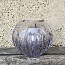 FINE HEAVY CUT CRYSTAL ROSE VASE ROUND BOWL, LIGHT PURPLE TINT in the SUN picture