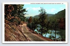 Postcard Everett PA Pennsylvania Lincoln Highway Dirt Road & Juniata River picture