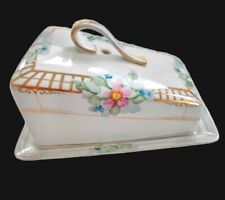 Handpainted Antique Pre-1921 Nippon Bone China  Cheese/Butter Dish  2 Piece 🧀🧈 picture