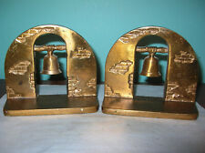RARE antique California Spanish Mission Bell bookends bronze, excellent conditio picture