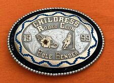 Vintage 1999 Childress Rodeo Club Texas USA Pole Bender Gem Trophy Belt Buckle picture