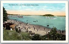 Vtg Onset Massachusetts MA Beach Piers & Wicket Island 1920s View Old Postcard picture