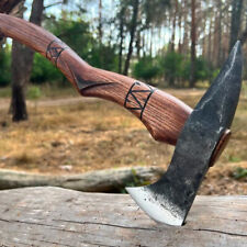 Valknut Viking Axe, Custom Handmade High Carbon Steel Throwing Axe, Engraved Axe picture