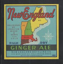 NEW ENGLAND PALE DRY GINGER ALE N.E. BOTTLING WORKS FALL RIVER MASS UNUSED LABEL picture