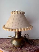 Vintage 13” in  Lamp Brass Base oil lamp With Chimney and Shade picture
