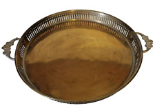 Vintage Brass Butlers Serve Tray 12 1/4” Pierced Sides with Floral Handles MCM picture