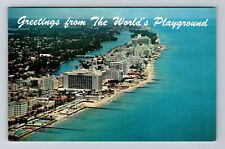 Miami Beach FL-Florida, Genial Greetings, Hotel Row, Vintage Postcard picture