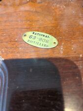 National Distillers Whiskey Tag Brass Barrel Tag Vtg / Antq Rye Whiskey Bourbon  picture