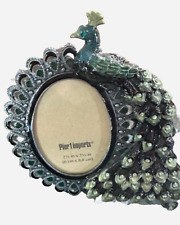 Vtg. Pier 1 Imports Multicolor Enameled Jeweled Peacock Photo Frame Rhinestones picture