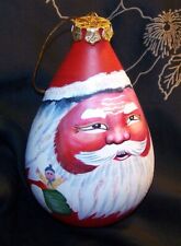 Vintage Glass Santa Claus Ornament-Artist Created-Hand Painted picture