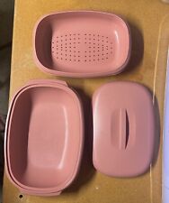 Vintage Tupperware Microwave 2 PC Vegetable Steamer - 6 Cup - Dusty Rose picture