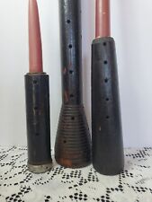 Wood Spool Candle Holders, Aged, Antique, Pair picture