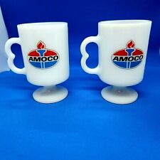 AMOCO VTG 50TH Anniversary 1934-1984 Texas City Refinery Milk Glass Coffee Mugs  picture