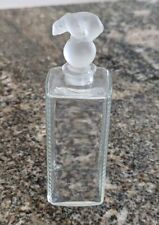 Vtg Polar Bear Topper Clear Glass Perfume Apothecary Bottle Frosted Ribbed picture