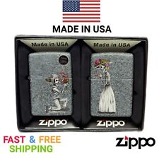 Zippo Skeleton Flowers Iron Stone Gift Set Pocket Lighters 28987-000009 picture