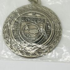 Jaycees Round Pendant Key Chain Fob Charm Medal Round Vintage Keychain New picture