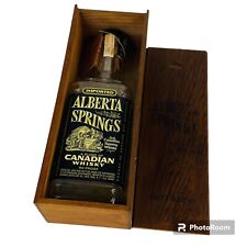 Vintage Alberta Springs Canadian Sipping Whiskey Wood Box And Empty Bottle 1970 picture