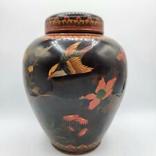 Antique Japanese Pottery Lidded Urn  Meiji Period 1800's 9