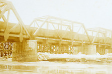 Train Bridge Ice Filled Susquehanna River NEPA Real Photo Postcard RPPC picture