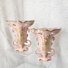 American St Regis Porcelain Pink Rose Gold Console Vases Set Of 2 Vintage  picture