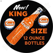 Orange Crush New King Size 12 Oz. Bottle Round Metal Sign 2 Sizes To Choose From picture