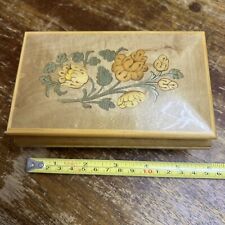 Italian Music Box Vintage Floral Inlay Wood Laminate Reuge picture