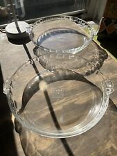 2 Vintage Pyrex 10 Inch #210 Pie Plate Pie Tart Baking Dish Clear Glass Pie Pan picture