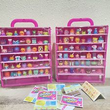 Lot Of 96 Moose Shopkins Mini Figures + 2 Collector Display Carry Cases + Lists picture