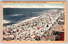 1948 OCEAN CITY MARYLAND MD BOARDWALK & BATHING BEACH VINTAGE POSTCARD picture