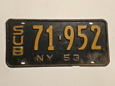1953 New York Sub License Plate #SUB 71 - 952 Ford Chevy Dodge - Man Cave picture