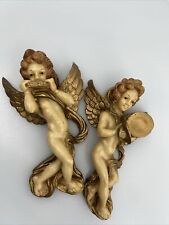 Vintage Pair of Cherub Angels Wall Figures Art- Good Condition - Shabby Chic Fun picture