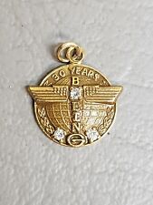 Boeing 30 Year Service Pin 1/10 10K Gold Filled 3 Diamonds Totem Airplane Globe picture
